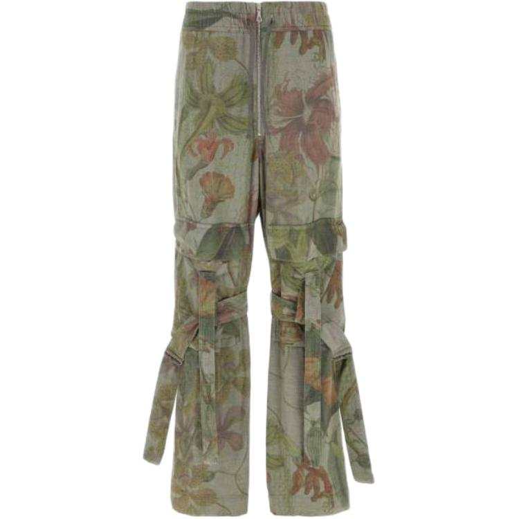 DRIES VAN NOTEN Casual Pants Men's Green Moderate Straight Fit Pants