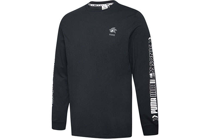 PUMA T Shirts Men's Black Crew Neck Moderate Straight Fit
