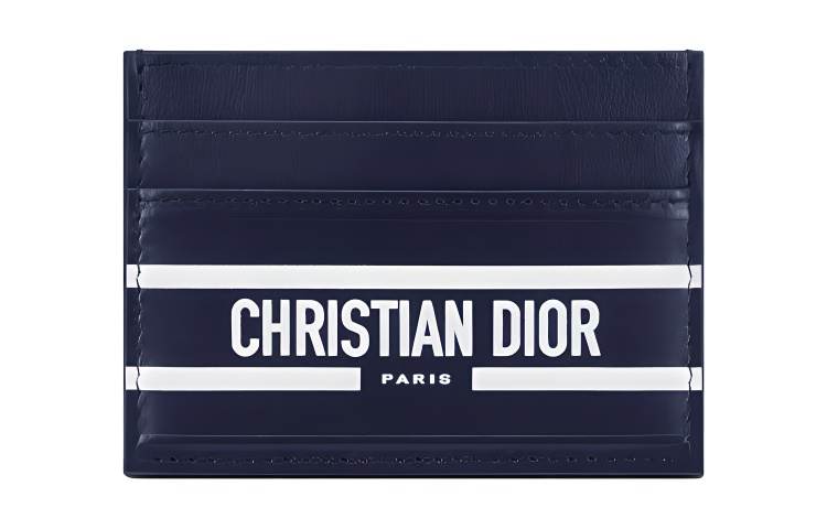 DIOR Patchwork Cow Leather Card Holder Card Holder Women's Blue