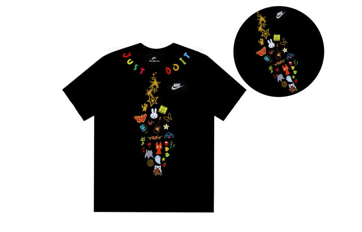 Nike Nike T Shirts Unisex Black Cute Graffiti Crew Neck Moderate Straight Fit