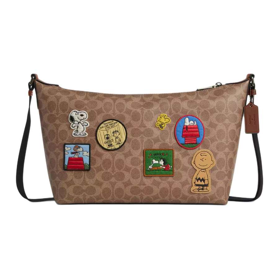 COACH PEANUTS Collaboration Coated Canvas Crossbody Bags Large Men's Tan