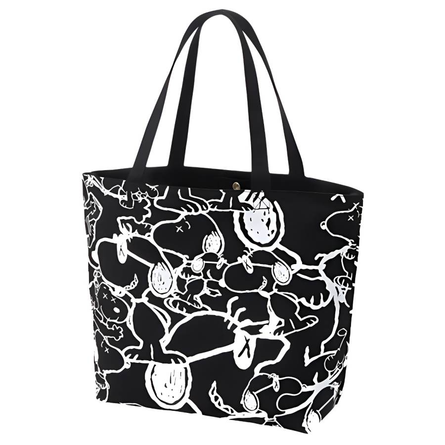 UNIQLO X KAWS X PEANUTS Collaboration Cotton Tote Bag, Shoulder Bag, Handbag Unisex Black