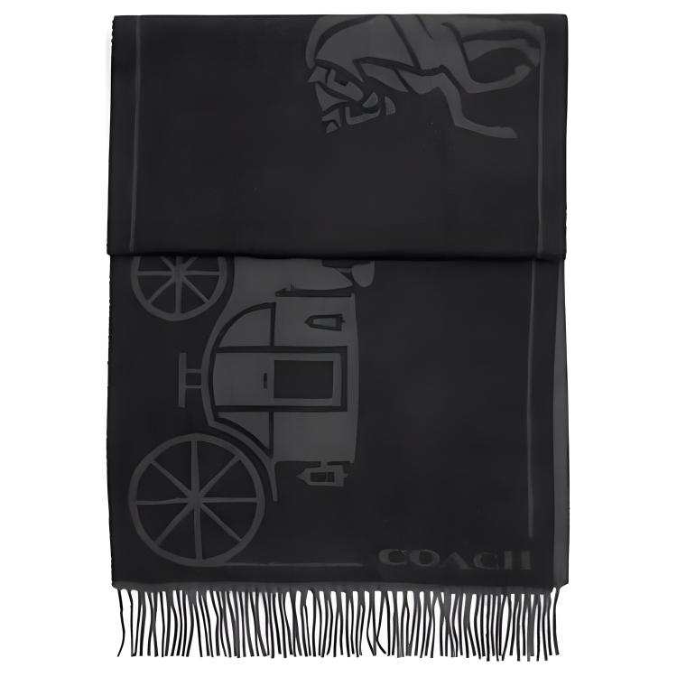 COACH Sheep Wool, Cashmere Knit Scarves Unisex Black