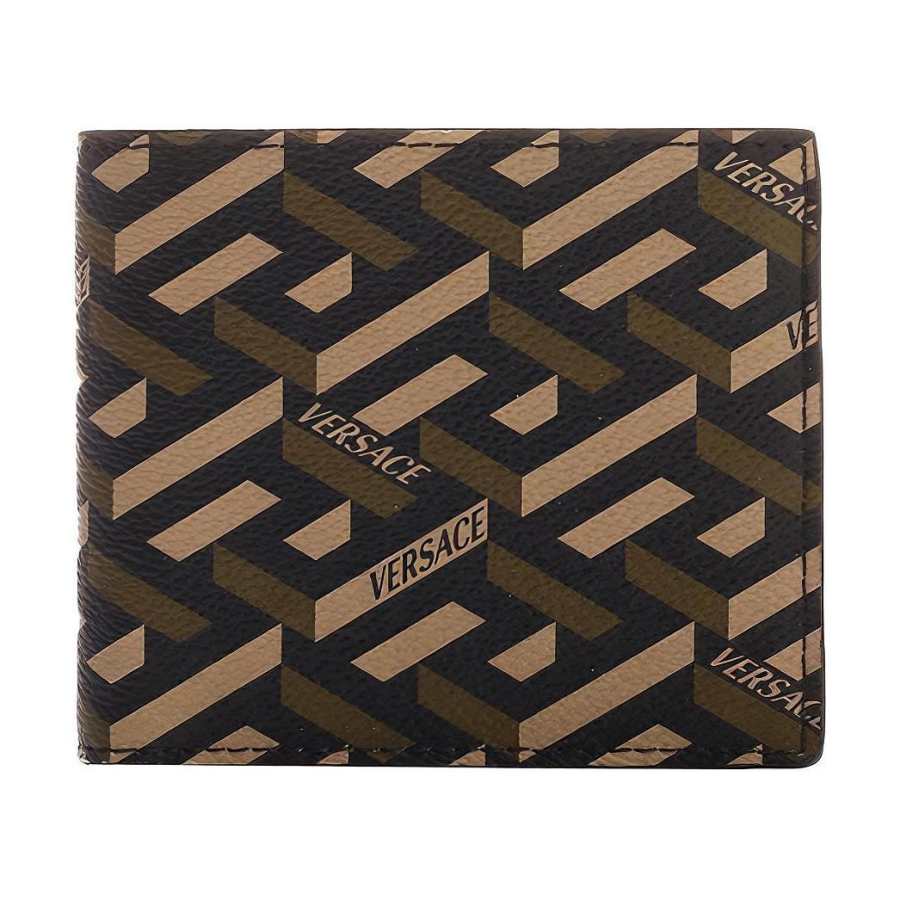 VERSACE VERSACE Leather Wallet Card Holder, Wallet Men's Green