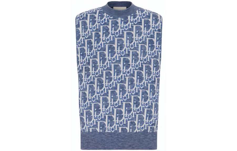 DIOR DIOR Sweaters Men's Blue Crew Neck Moderate Other