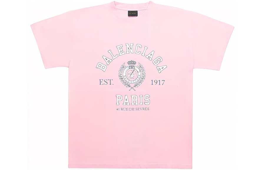 Balenciaga Drop Shoulder Sleeve T Shirt Women's Pink