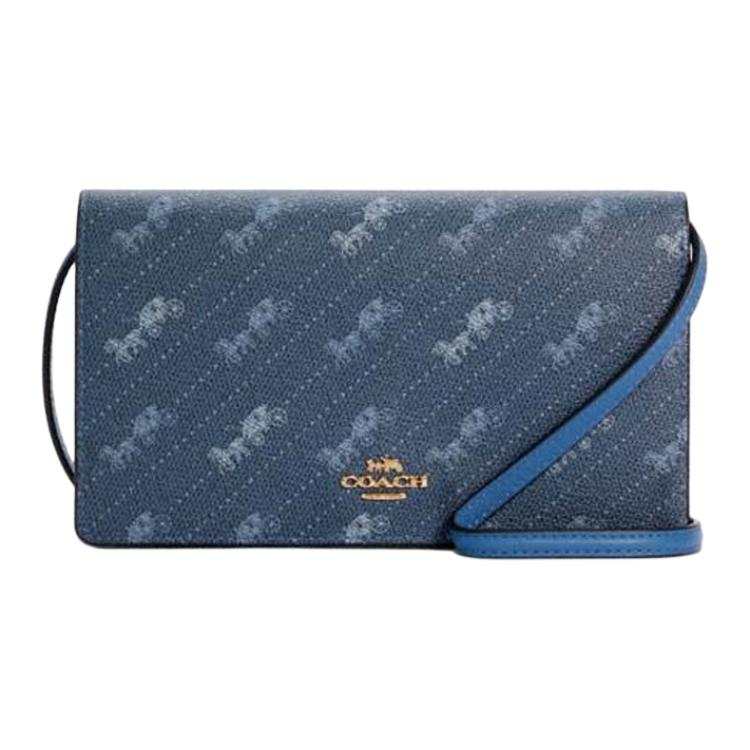 COACH Leather Flap Bag, Shoulder Bag, Crossbody Bag Small Women's Blue