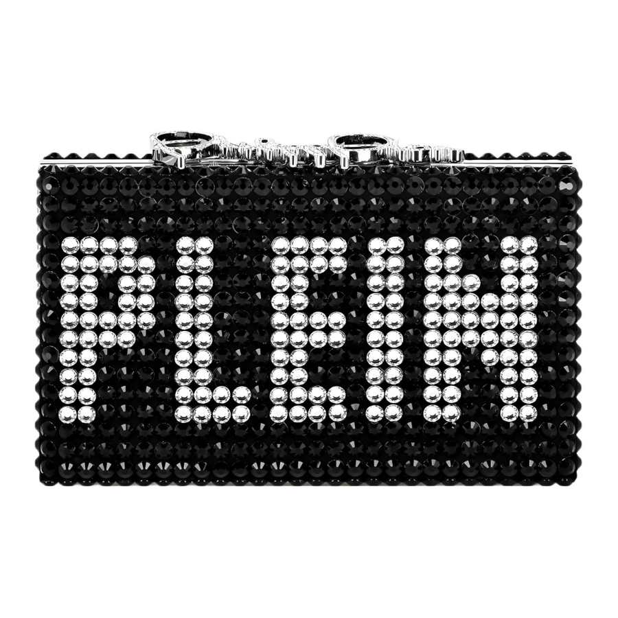 PHILIPP PLEIN Goatskin Clutch Women's Black