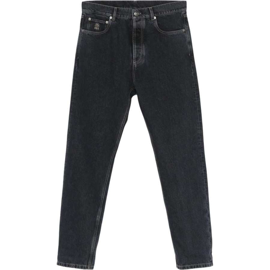 Brunello Cucinelli Logo Embroidered Slim Fit Jeans