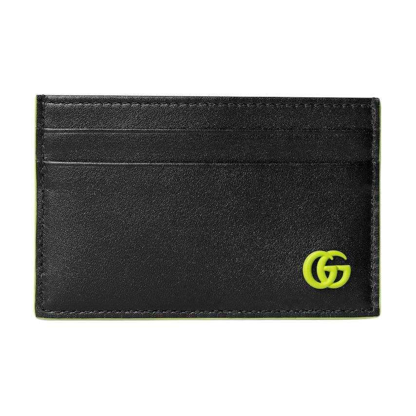 GUCCI GG Marmont Leather Card Holder Unisex Black