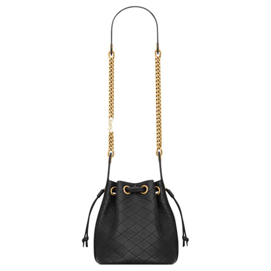 SAINT LAURENT Cassandre Lambskin Bucket Bag, Shoulder Bag Women's Black