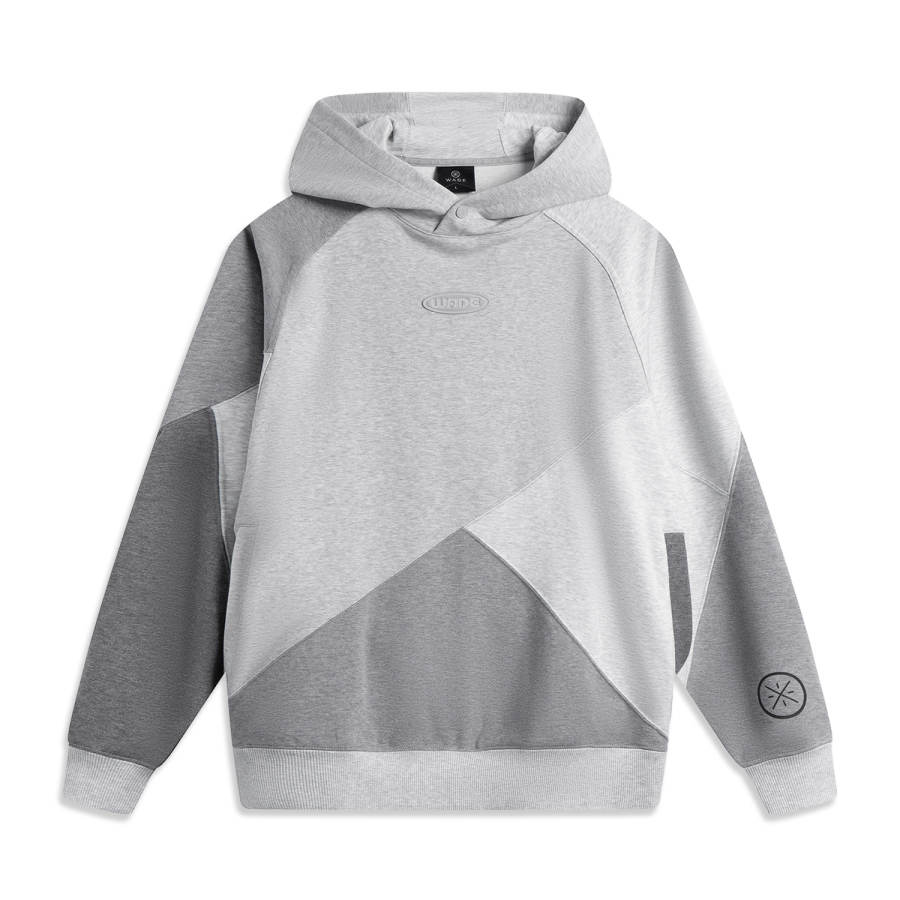 Li-Ning Li Ning Sweatshirts Men's Heather Gray Patchwork Hooded Moderate Regular