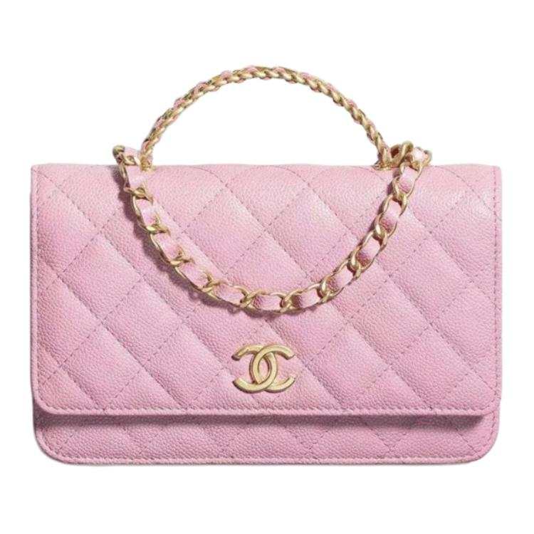 CHANEL WOC Grain Cow Leather Material Gold Metal Chain Bag Handbag Women's Dark Pink
