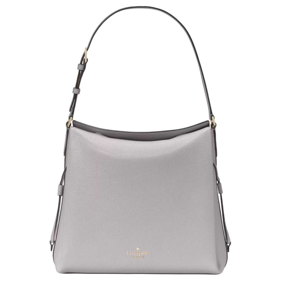 Kate Spade Dumpling Litchi Grain Cow Leather Shoulder Bag Large Women's Mountain Gray