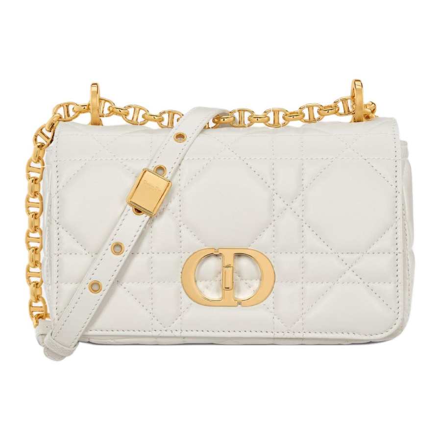 DIOR Caro Sheepskin Shoulder Bag Small Women's Milk White