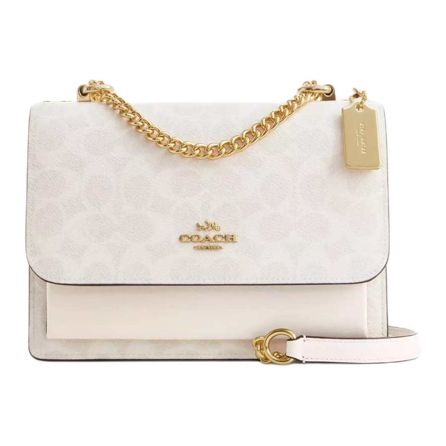 COACH Klare Signature Coated Canvas Crossbody Bag, Shoulder Bag Small Women's White & Beige
