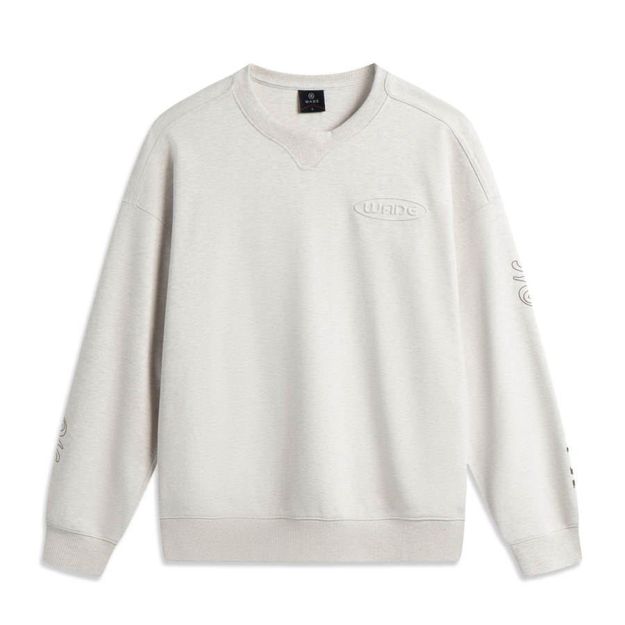 Li-Ning Li Ning Sweatshirts Men's Heather Gray Tile Gray Crew Neck Moderate Regular