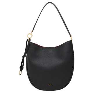 FERRAGAMO Calfskin Hobo Bag Shoulder Bag Medium Women's Black