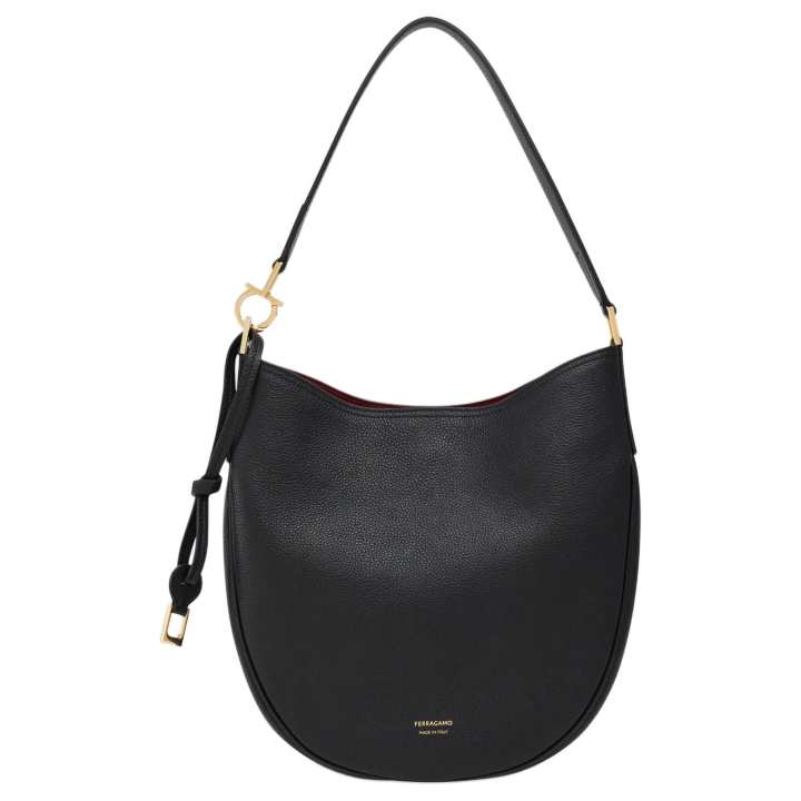 Ferragamo FERRAGAMO Calfskin Hobo Bag Shoulder Bag Medium Women's Black