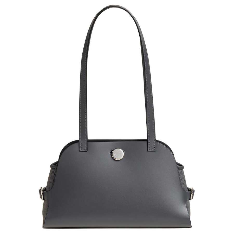 HERMES Hunter Leather With Swift Calfskin Handbag, Shoulder Bag Women's Slate Gray