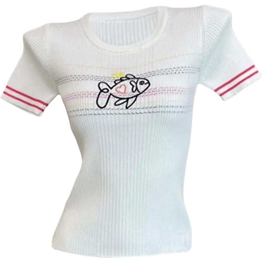 Qiuerle T Shirts Women's White Crew Neck Moderate