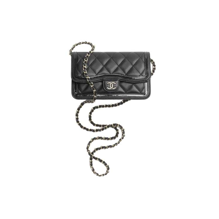 CHANEL Sheepskin Material Gold Metal Crossbody Bag, Shoulder Bag Women's Black