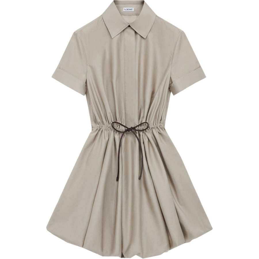 LOEWE FW25 Short Sleeved Dress Women's Beige