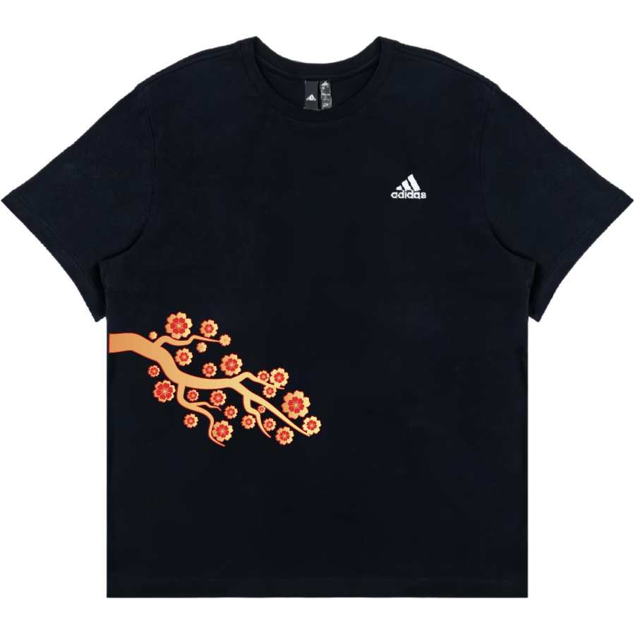 Adidas Adidas Blossoms Bring Prosperity American Athleisure Crew Neck Short Sleeved T Shirts Unisex Black