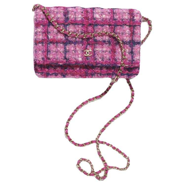 CHANEL Soft Tweed Material With Gold Metal Shoulder Bag, Crossbody Bag Mini Women's Pink