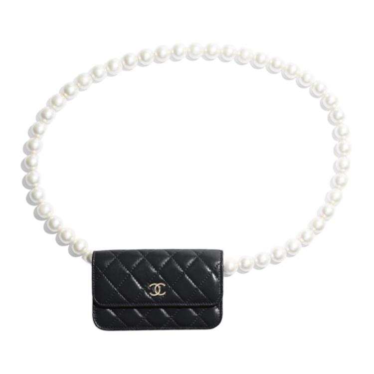 CHANEL Cow Leather Material Gold Metal Shoulder Bag Women's Black