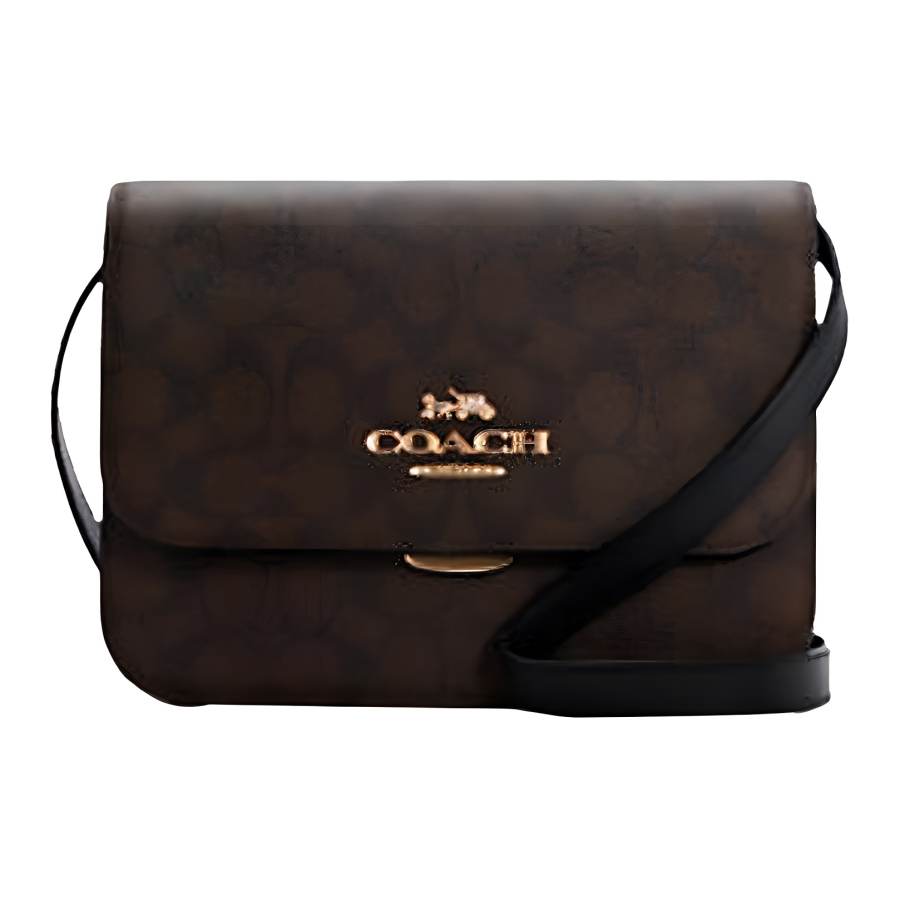 COACH Brynn Coated Canvas With Leather Shoulder Bag, Crossbody Bag Women's Brown