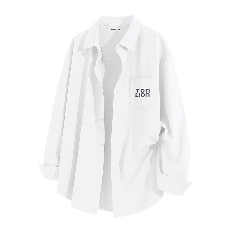 Tonlion Shirts Unisex Lapel Thin Shirt
