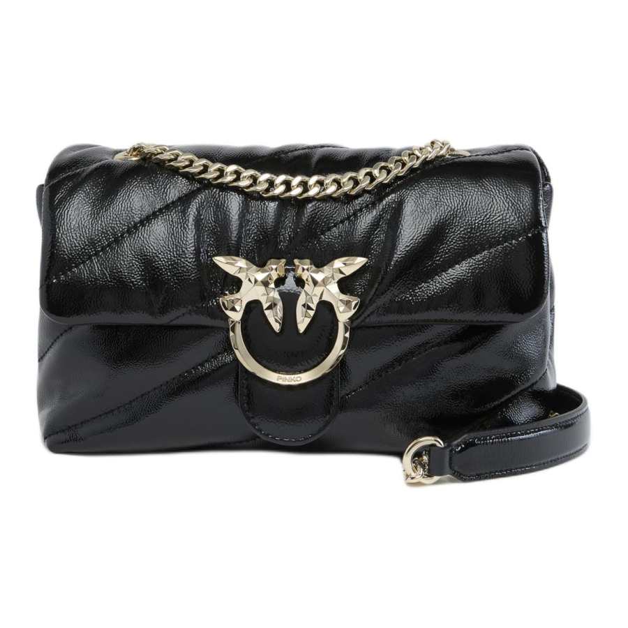 PINKO Love Bag Puff Patent Leather Evening Bag Shoulder Bag Small Women's Black