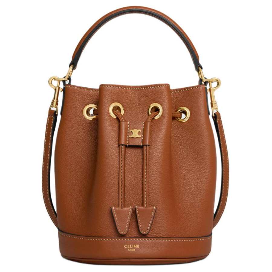 CELINE Cow Leather Crossbody Handbag Women's Tawny