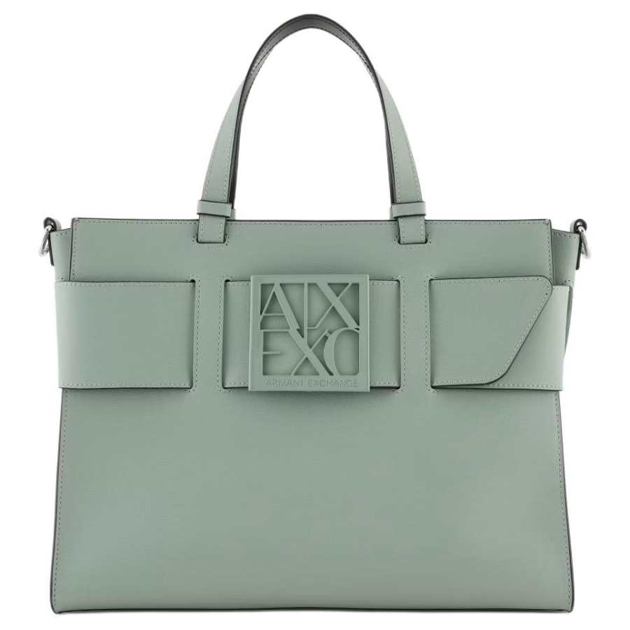 ARMANI EXCHANGE ARMANI EXCHANGEAE Adjustable Detachable Strap Pu Tote Bag, Shopping Bag, Shoulder Bag, Handbag Women's Green