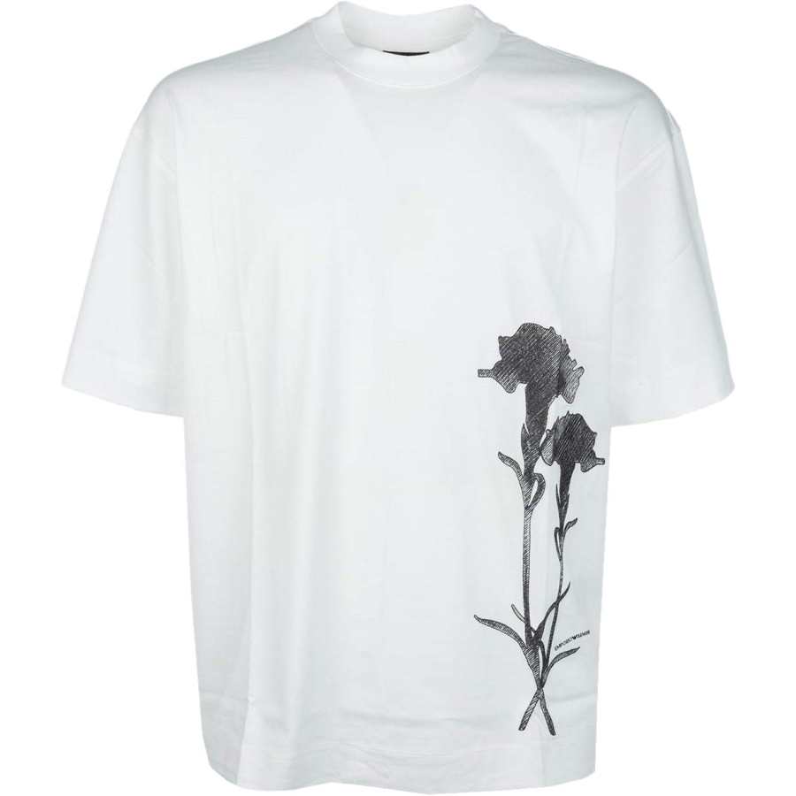EMPORIO ARMANI Flower embroidered T shirt