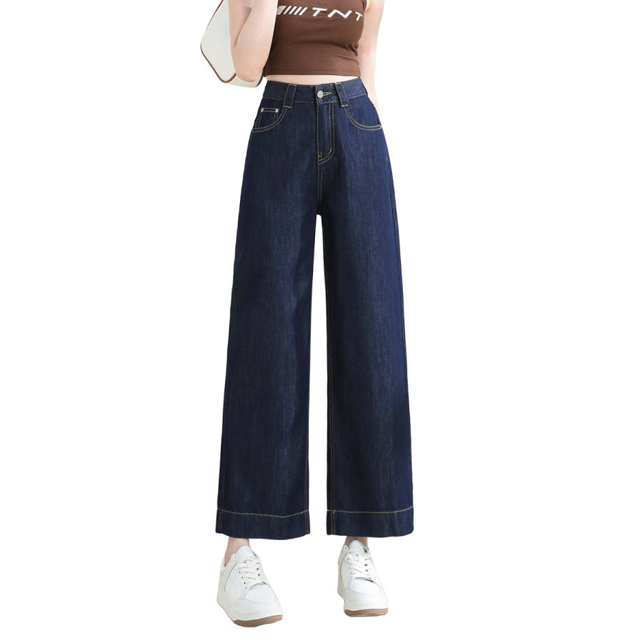 BALENO Jeans Women's Dark Blue Laisel Cool Breathable Thin Wide Leg Pants