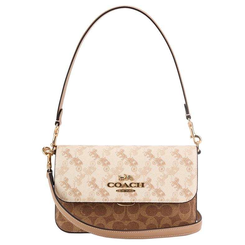 COACH Brynn Artificial Leather Crossbody Bag, Shoulder Bag Medium Women's Chalk White & Mixed Color