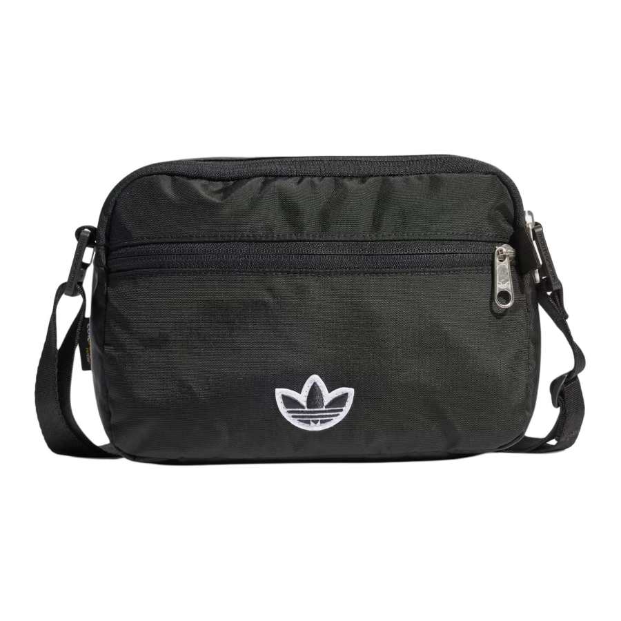 Adidas Originals Trefoil Premium Essentials Recycled Nylon Shoulder Bag, Crossbody Bag Small Unisex Black
