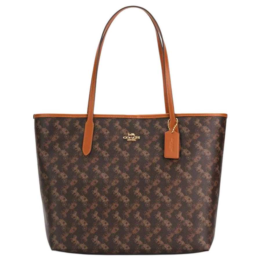 COACH City Artificial Leather Tote Bag, Shopping Bag, Shoulder Bag Large Women's Brown