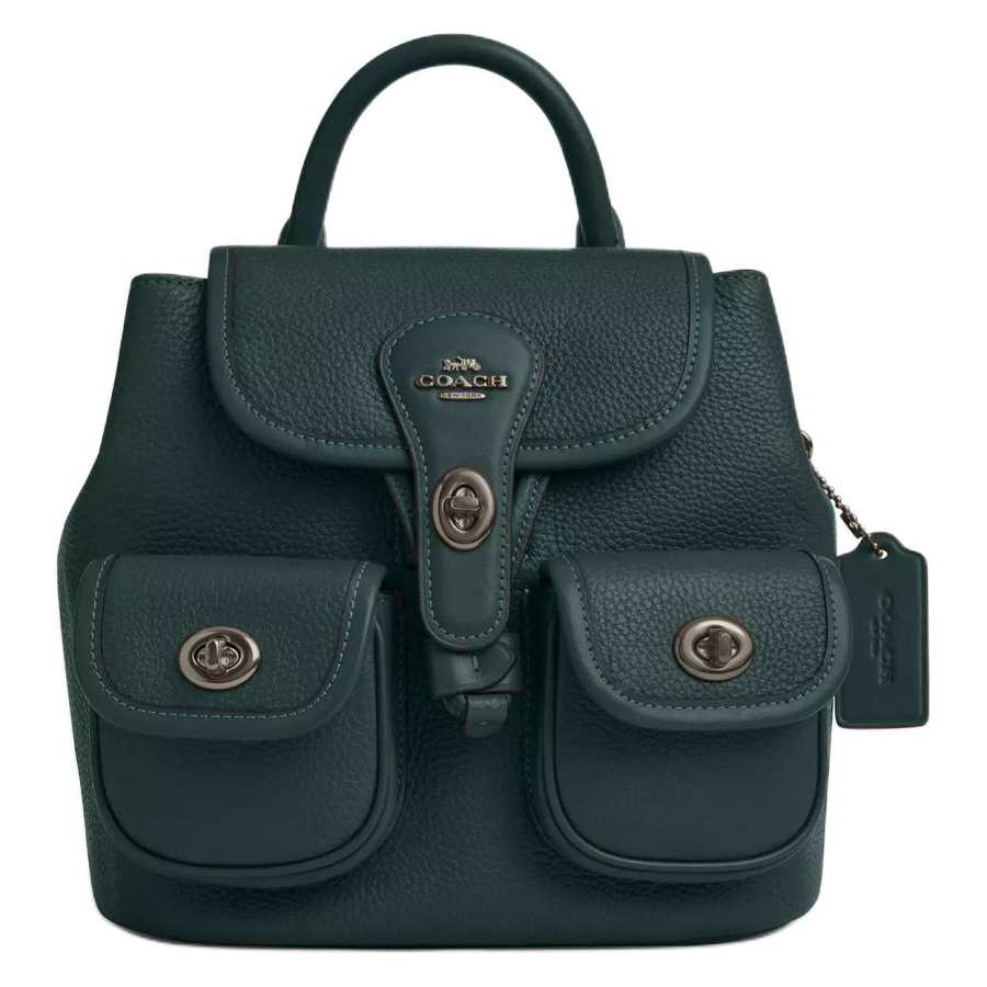 COACH COACH Hadley Leather Backpack Medium Women's Dark Cyan