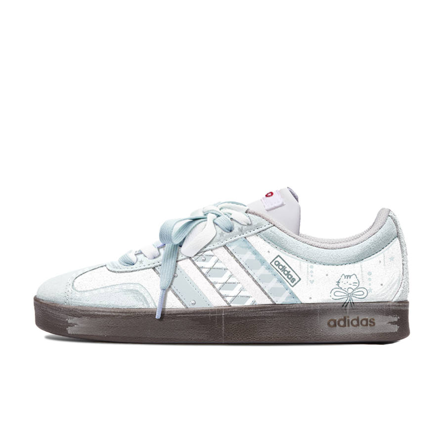 Adidas Adidas VL COURT 2.0 Da Vinci, Ice Cream Cushioning Low top Skateboard Shoes Unisex White Cyan