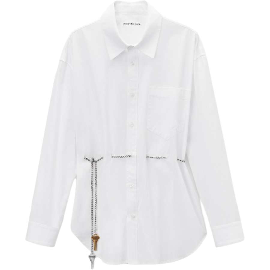 Alexander Wang Chain Belt Collared Long Sleeve Shirt