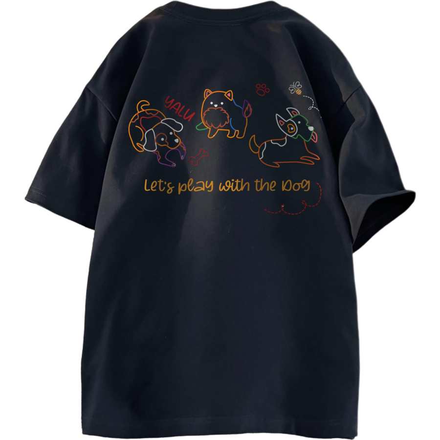 YALU T Shirts Unisex Crew Neck Moderate Heavyweight