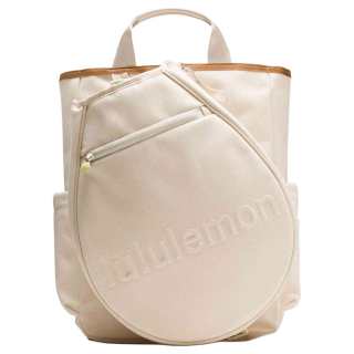 Lululemon Racket Cotton Ball Racket Bag Backpack Unisex Natural Ecru & Chestnut Brown
