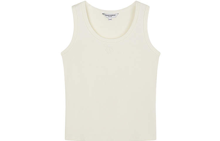 Teenie Weenie Tank Tops Women's Ivory White Crew Neck Moderate Straight Fit