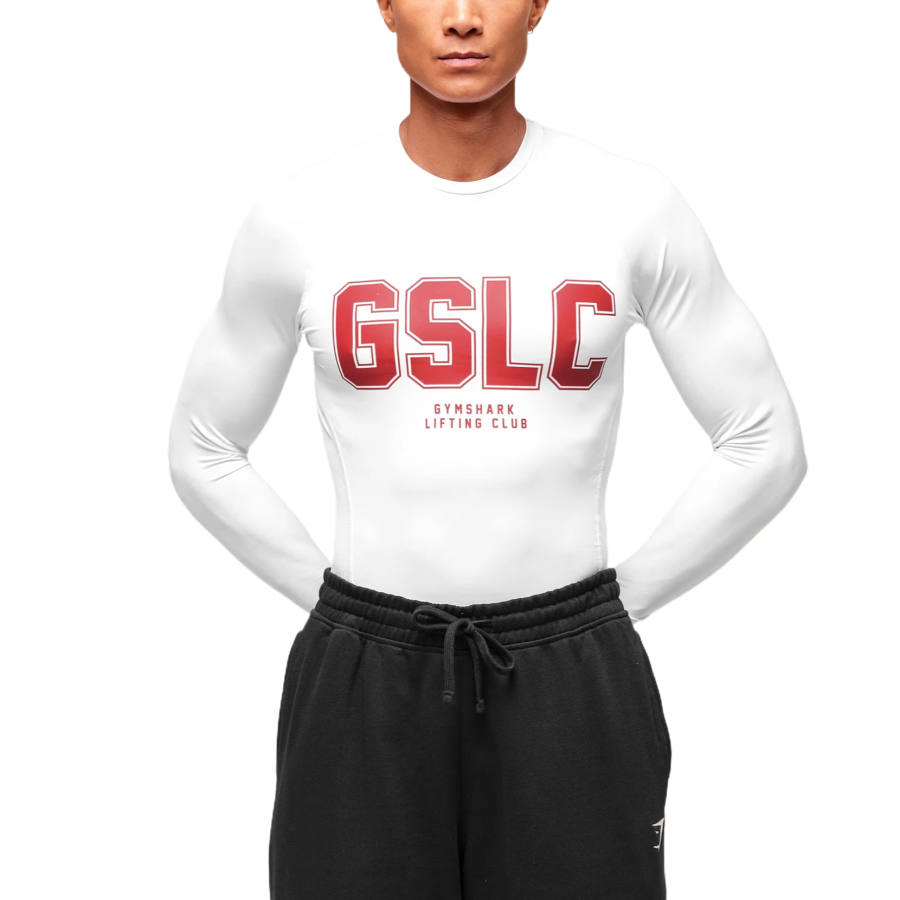 GYMSHARK T Shirts Men's White Crew Neck Moderate
