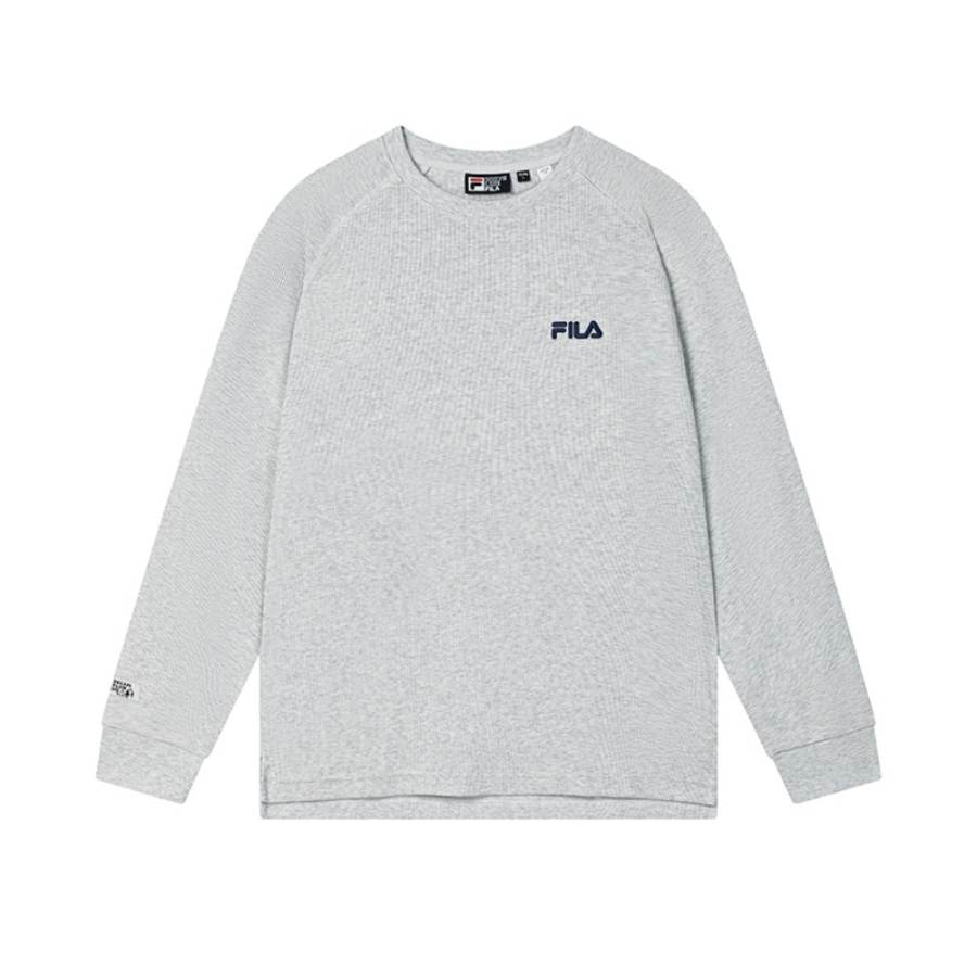 FILA T Shirts Unisex Elegant Heather Gray Crew Neck Moderate