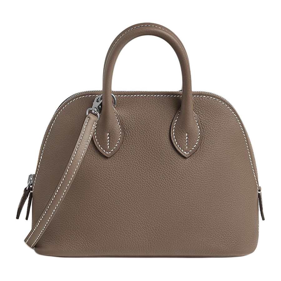 HERMES Bolide Silver Tone Buckle Evercolor Leather Bowling Bag, Handbag, Shoulder Bag, Crossbody Bag Mini Unisex
