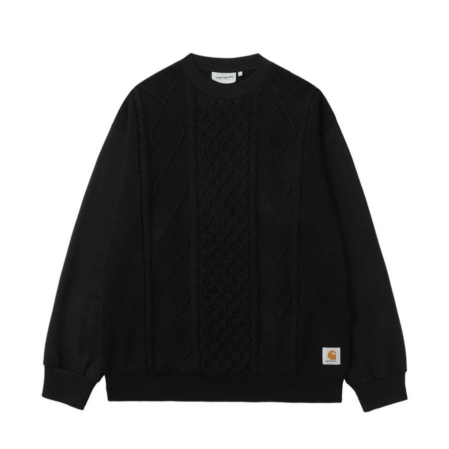 Carhartt WIP Sweatshirts Men's Black Crew Neck Moderate